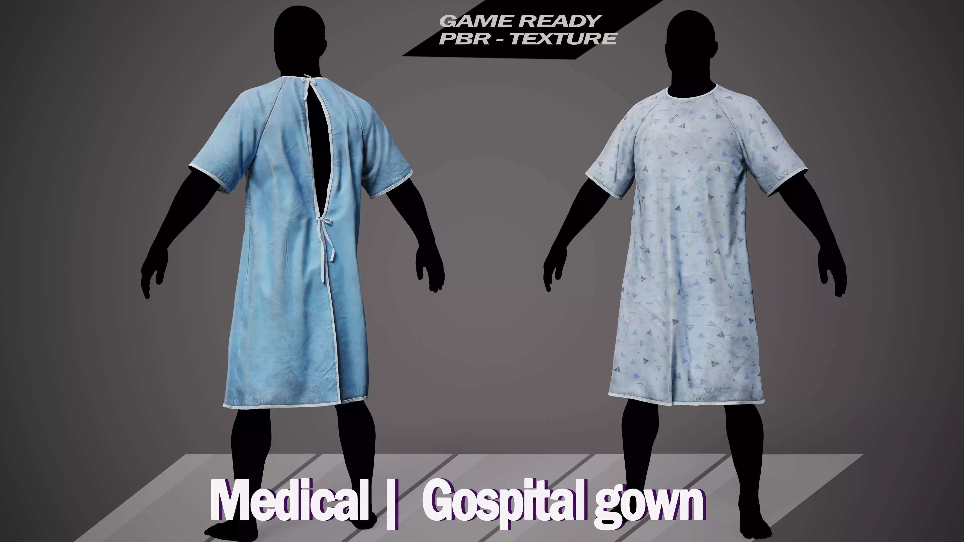 Medica Gospital gown 3D model Low-poly 3D model_0