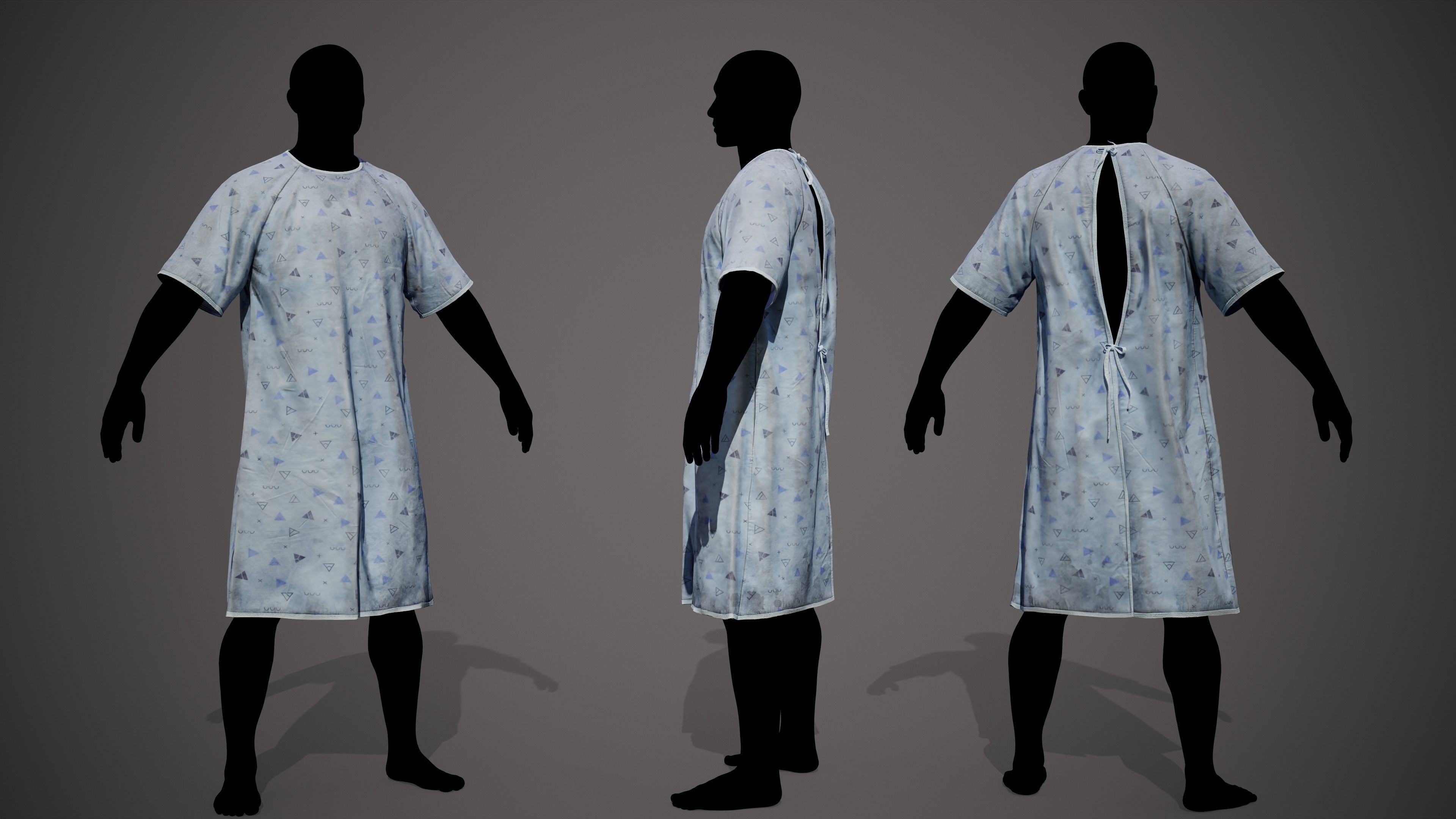 Medica Gospital gown 3D model Low-poly 3D model_3