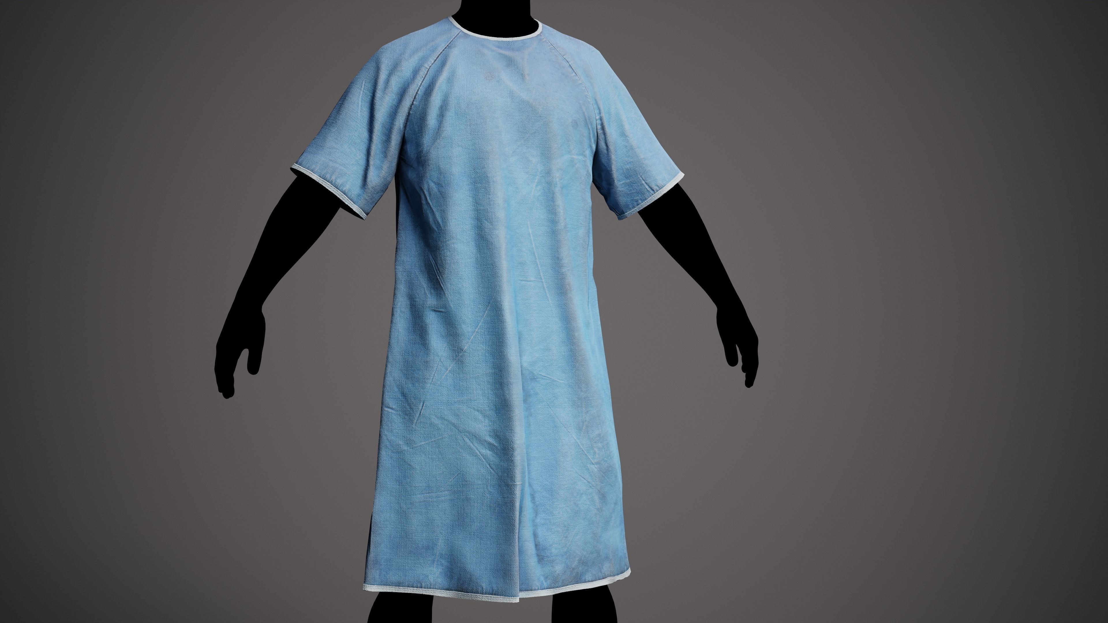 Medica Gospital gown 3D model Low-poly 3D model_9