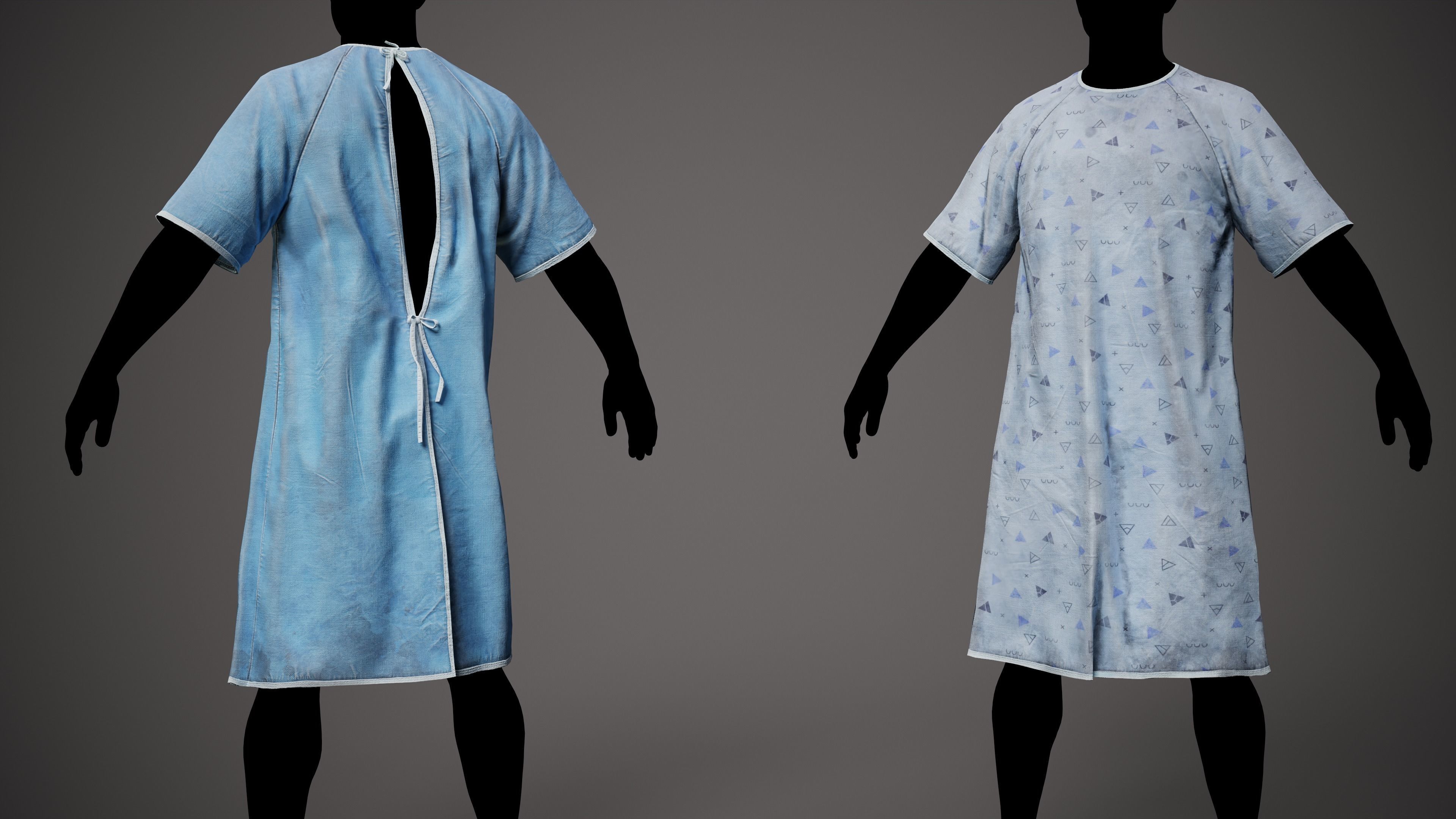 Medica Gospital gown 3D model Low-poly 3D model_1
