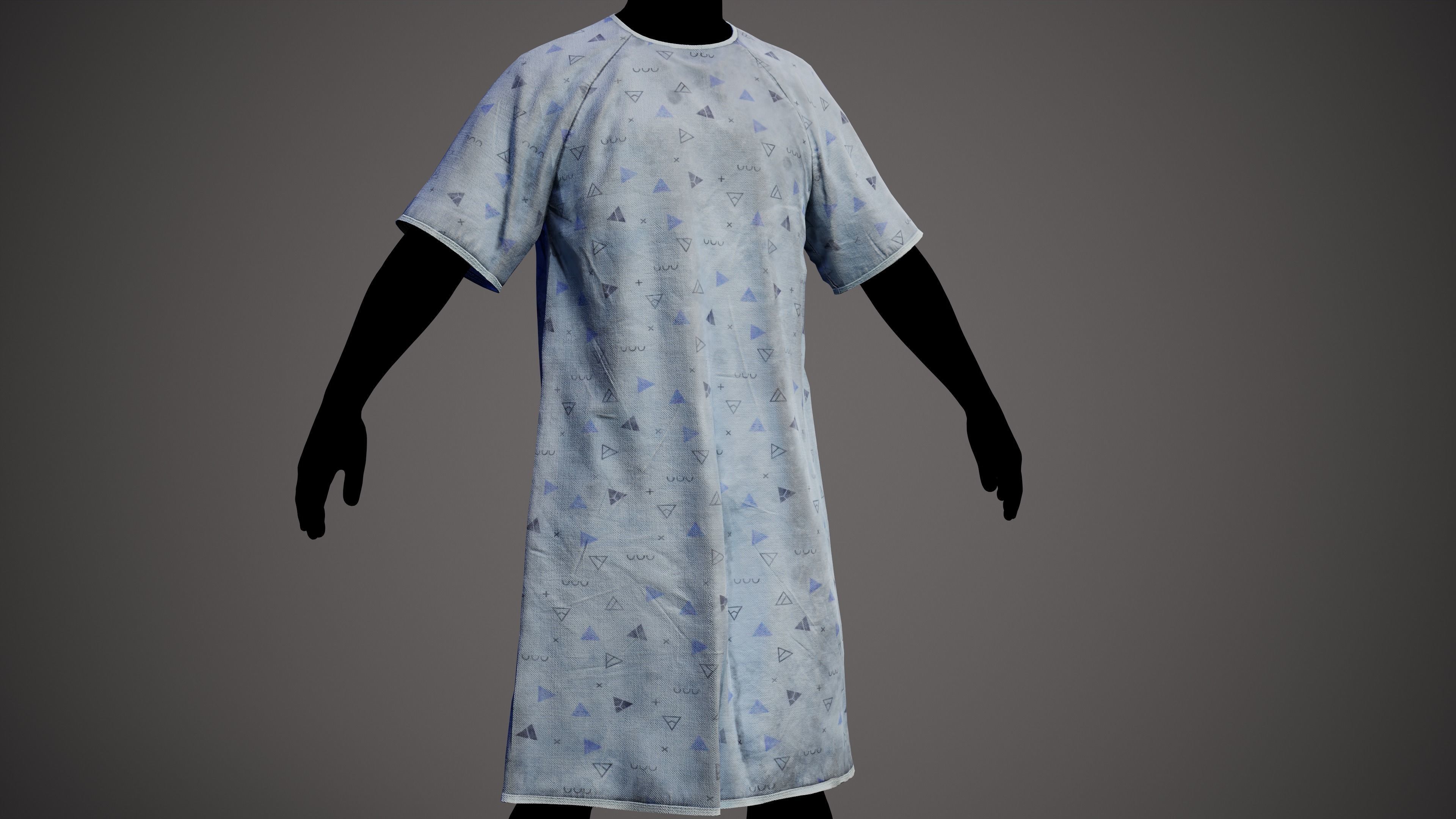 Medica Gospital gown 3D model Low-poly 3D model_4