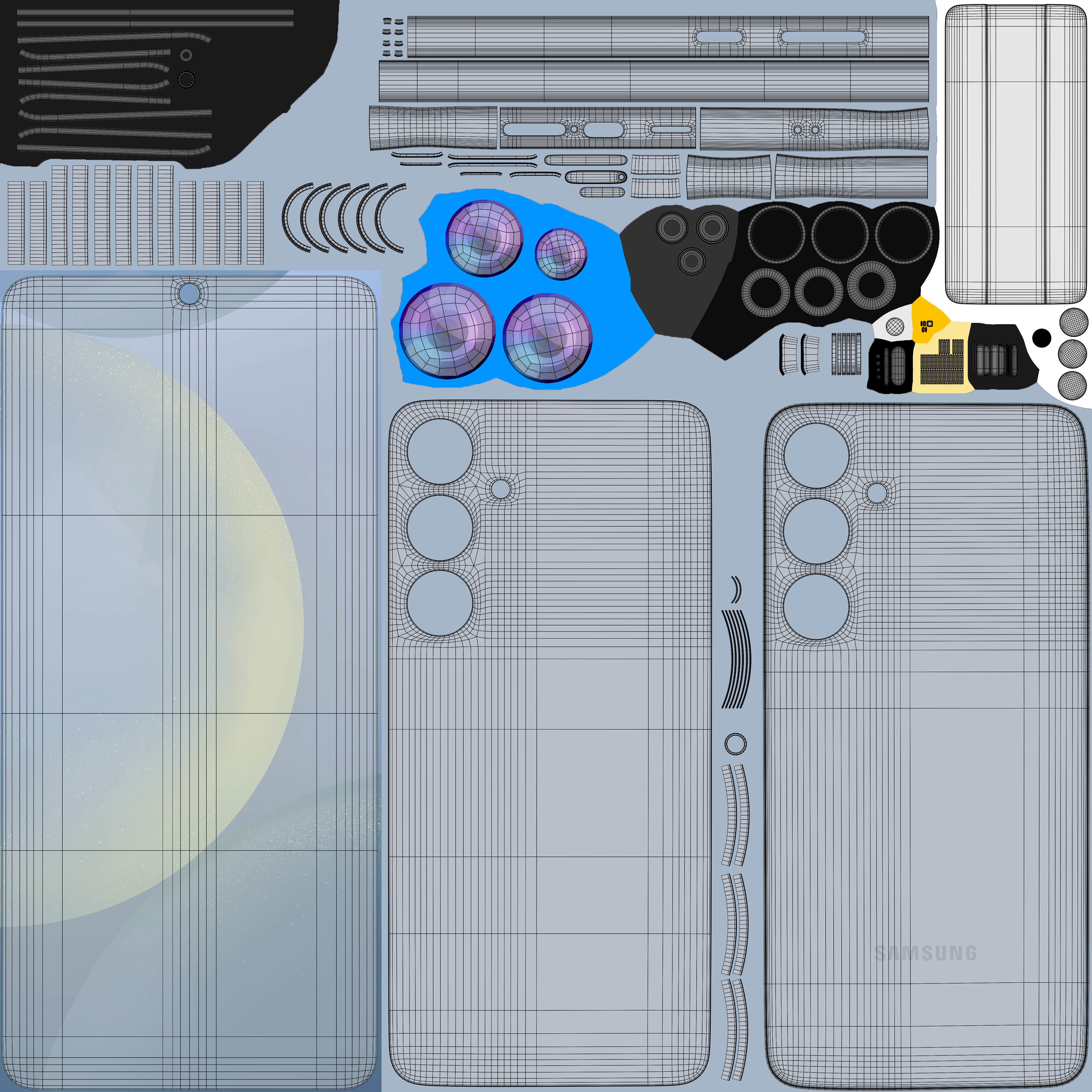 Samsung Galaxy S24 Plus Blue Low-poly 3D model_10