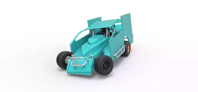 NE Outlaw Dirt Modified stock car while turning Scale 1 to 25 3D print model
