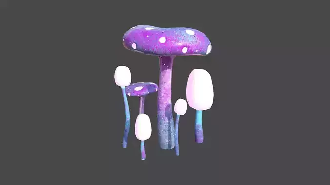 Fantasy Mushroom H01 Blue Purple - Scene Backdrop Design Low-poly 3D model