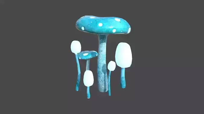 Fantasy Mushroom H02 Blue - Scene Backdrop Design Low-poly 3D model