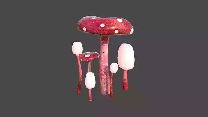 Fantasy Mushroom H03 Red - Scene Backdrop Design Low-poly 3D model