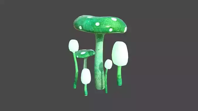 Fantasy Mushroom H04 Green - Scene Backdrop Design Low-poly 3D model