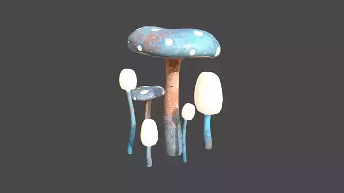 Fantasy Mushroom H05 Blue Orange - Scene Backdrop Design Low-poly 3D model