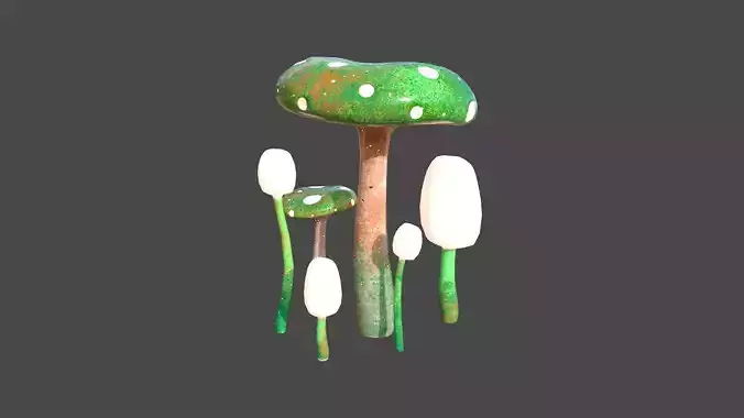 Fantasy Mushroom H09 Green Orange - Scene Backdrop Design Low-poly 3D model