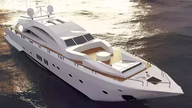 Detailed Huge Luxury Motor Yacht