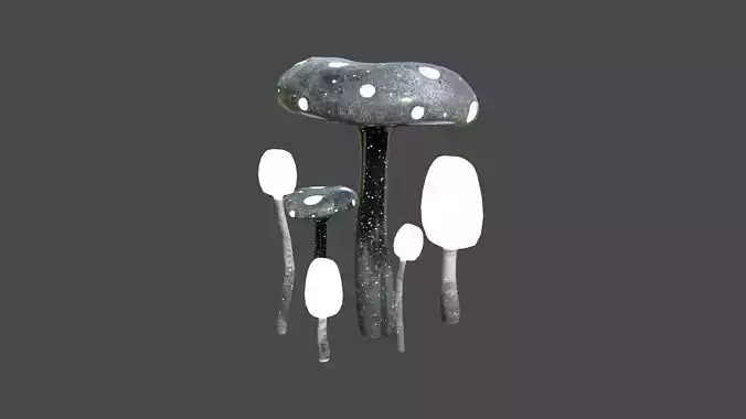 Fantasy Mushroom H10 Black - Scene Backdrop Design Low-poly 3D model
