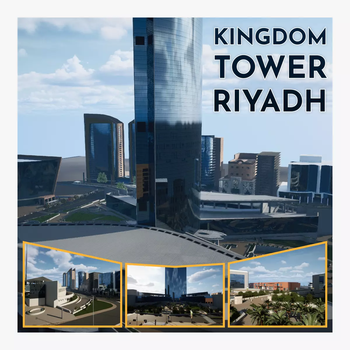 Kingdom Tower Riyadh Low-poly 3D model_0
