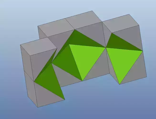 Infinity cube as paperweight with cuts and catted edges