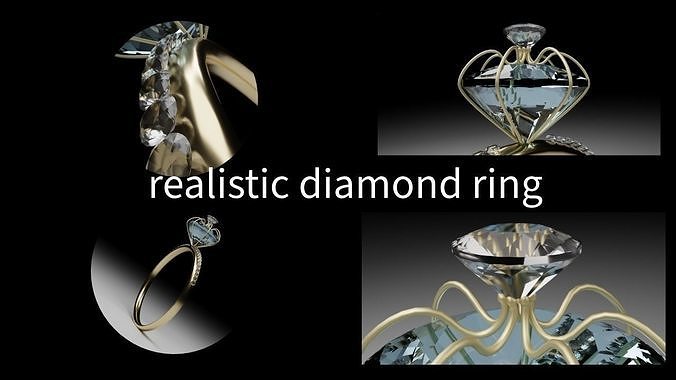 realistic diamond ring Low-poly 3D model