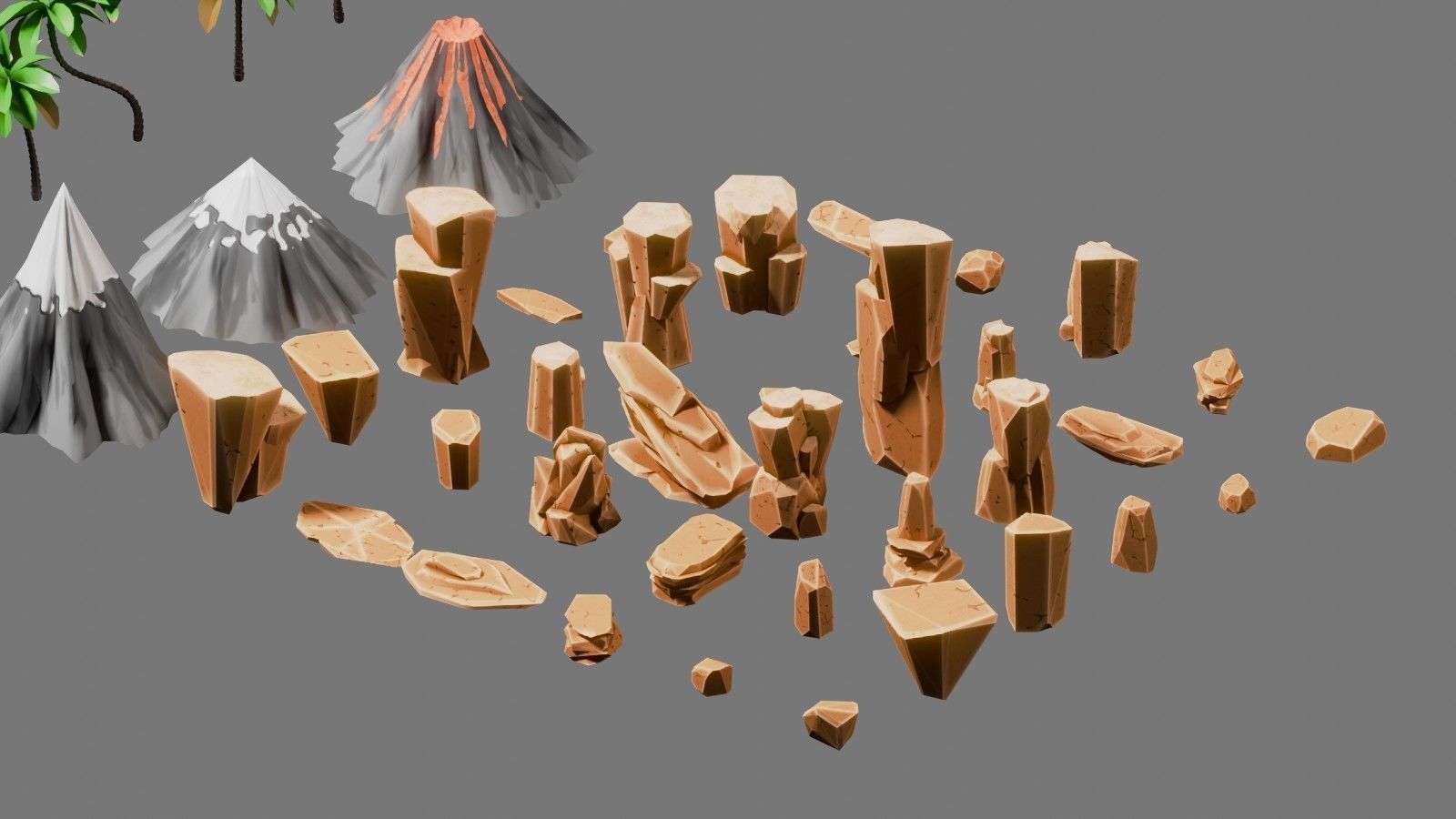 LowPoly Stylized Environment Kit Low-poly 3D model_4