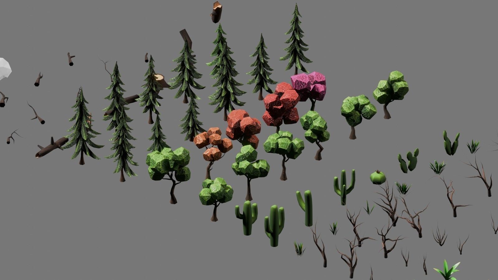LowPoly Stylized Environment Kit Low-poly 3D model_3