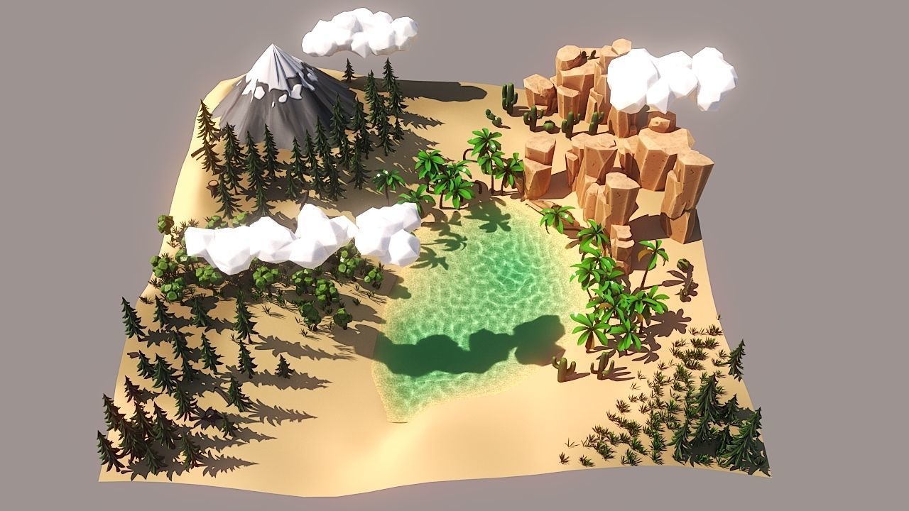 LowPoly Stylized Environment Kit Low-poly 3D model_1
