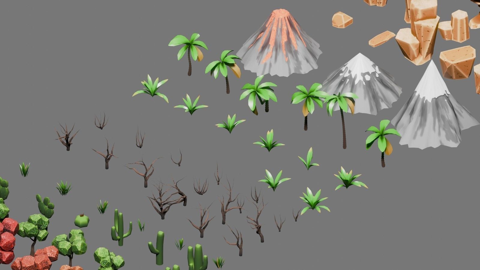 LowPoly Stylized Environment Kit Low-poly 3D model_5