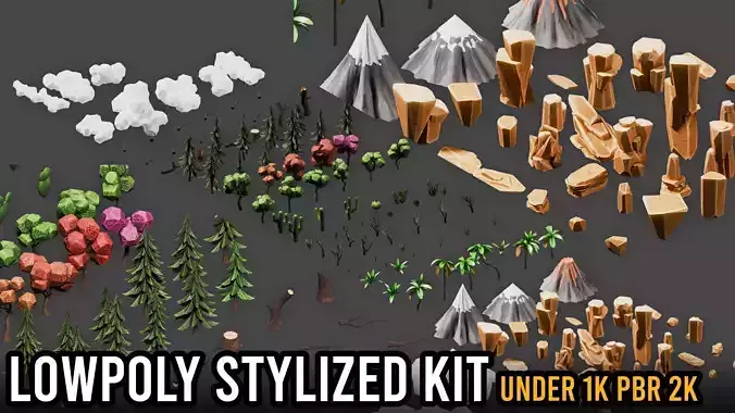 LowPoly Stylized Environment Kit Low-poly 3D model LowPoly Stylized Environment Kit Low-poly 3D model