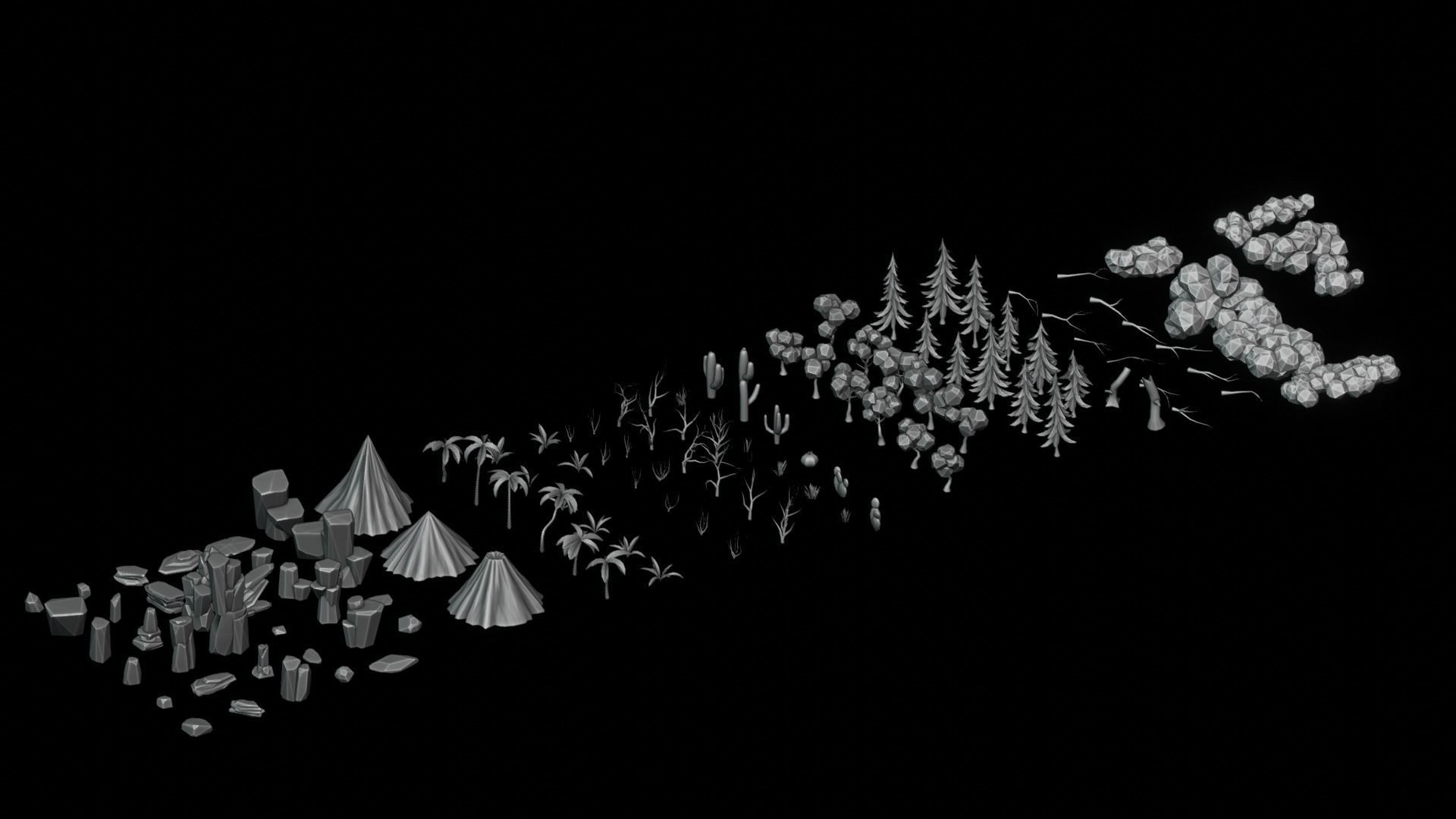 LowPoly Stylized Environment Kit Low-poly 3D model_8