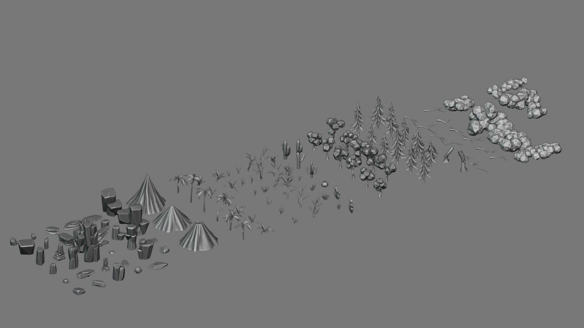 LowPoly Stylized Environment Kit Low-poly 3D model_9