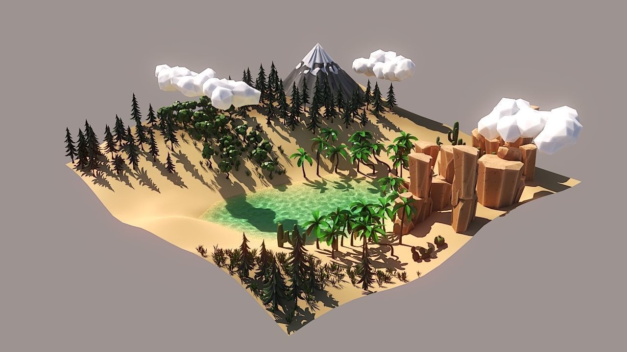 LowPoly Stylized Environment Kit Low-poly 3D model_2