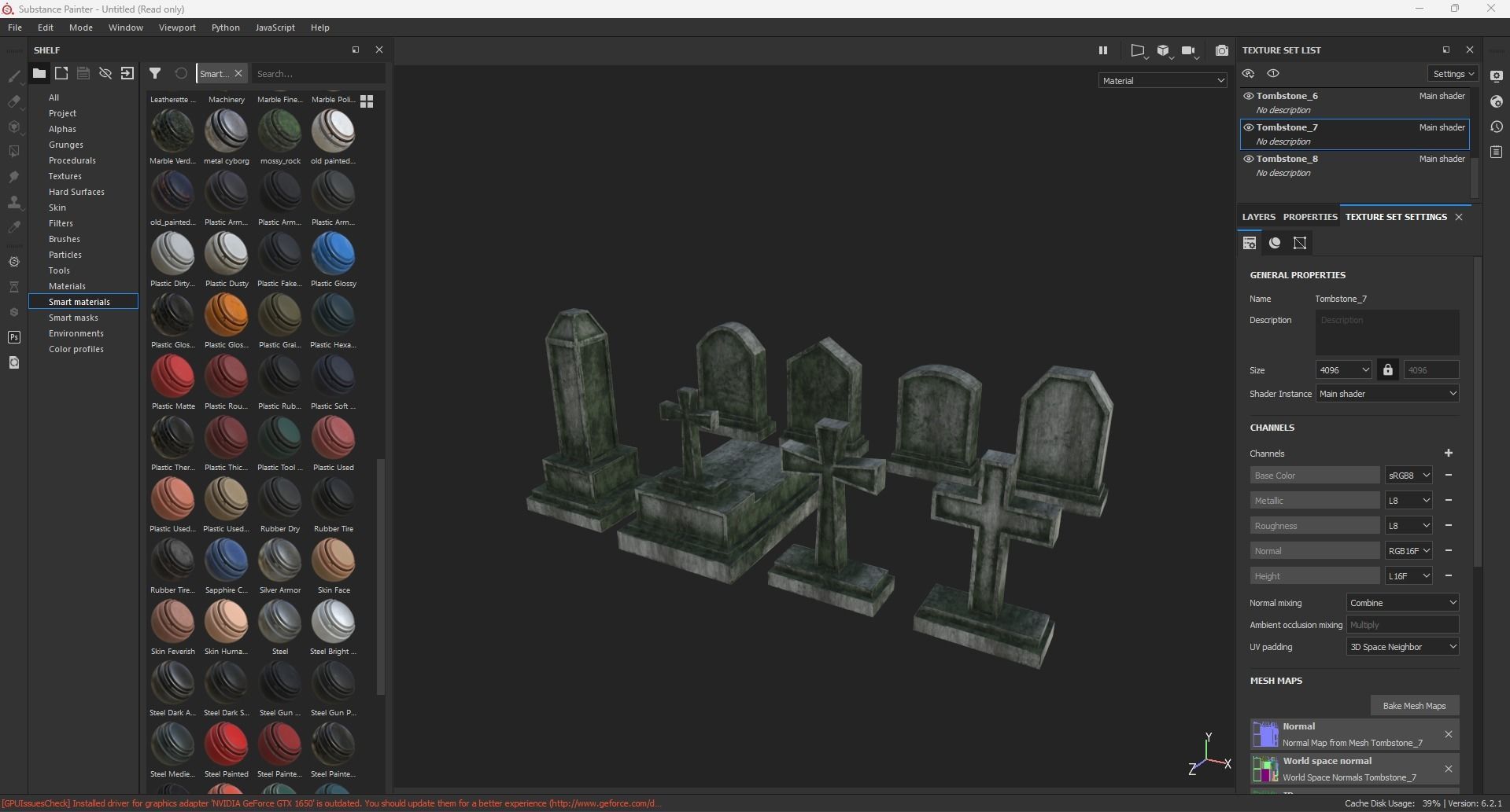 Tombstone set Low-poly 3D model_6