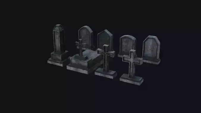 Tombstone set Low-poly 3D model