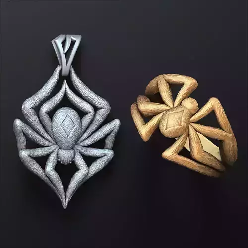 Spider pendant ring collection set