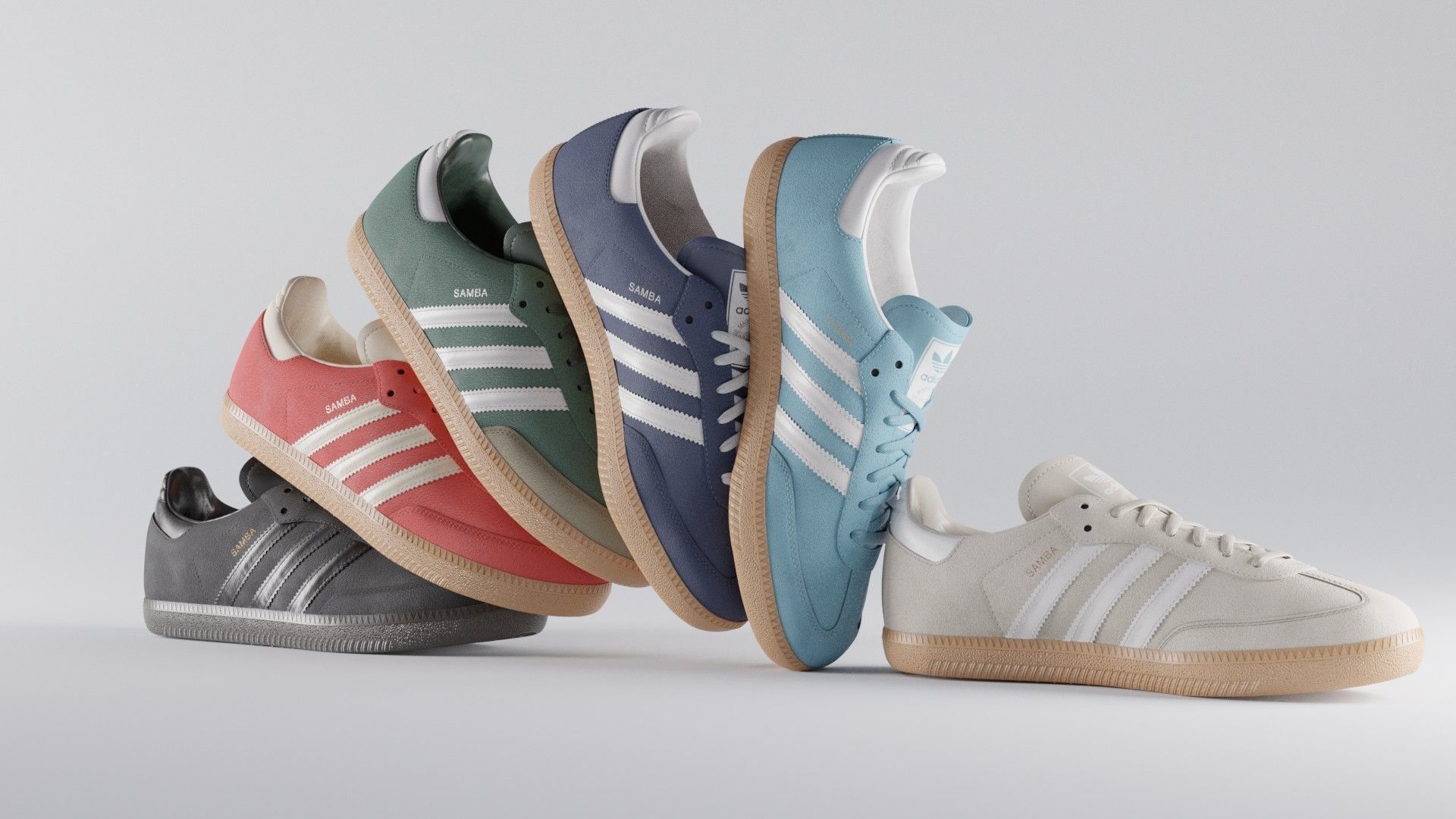 Adidas Samba OG Suede Shoe Low-poly 3D model_39