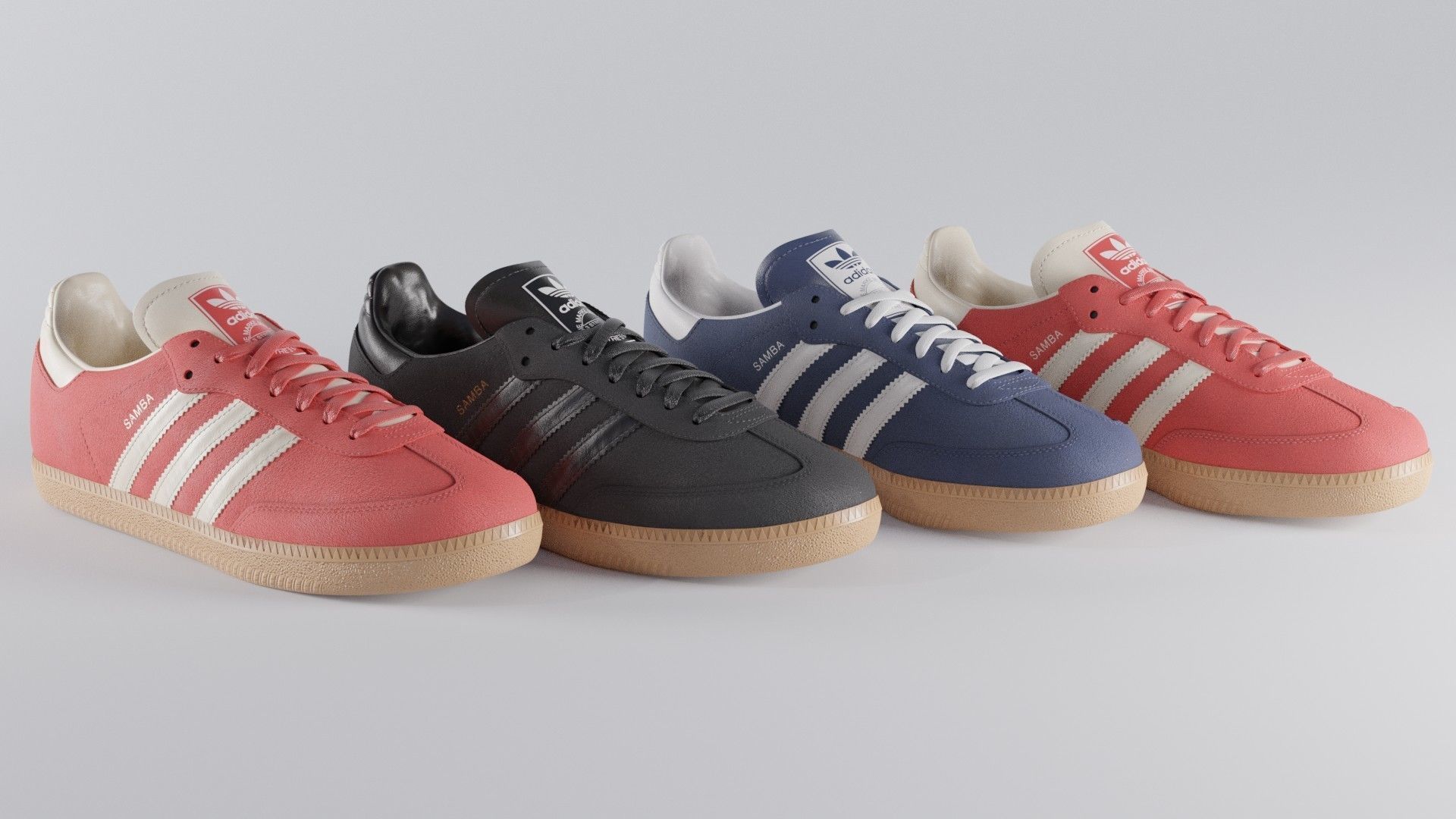 Adidas Samba OG Suede Shoe Low-poly 3D model_5