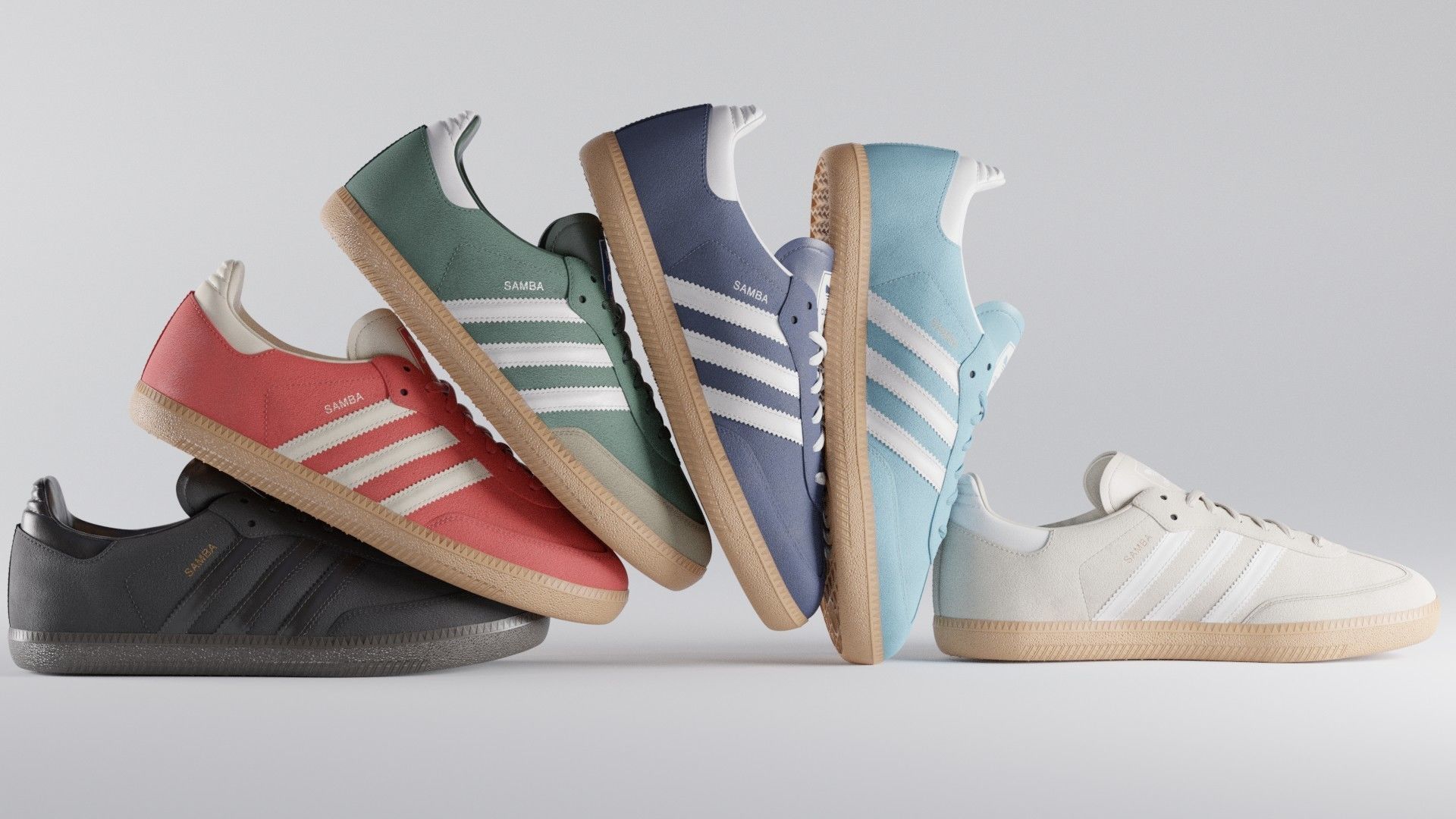 Adidas Samba OG Suede Shoe Low-poly 3D model_25