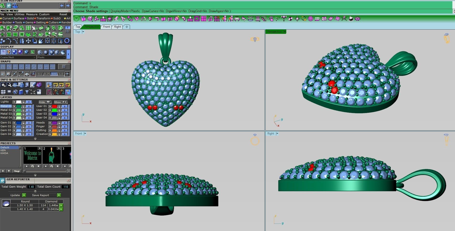Diamond heart pendant 3D print model_10