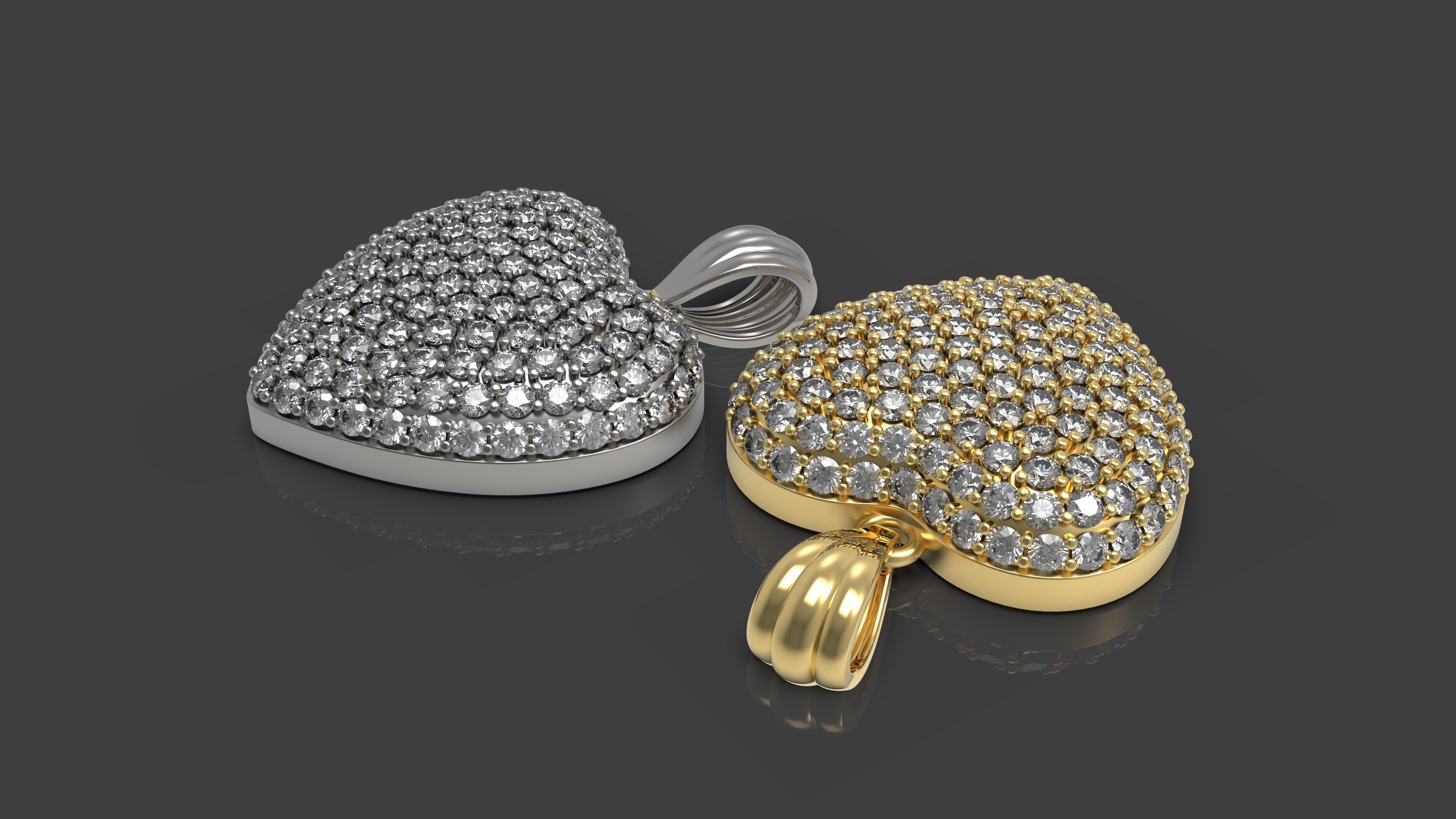 Diamond heart pendant 3D print model_3