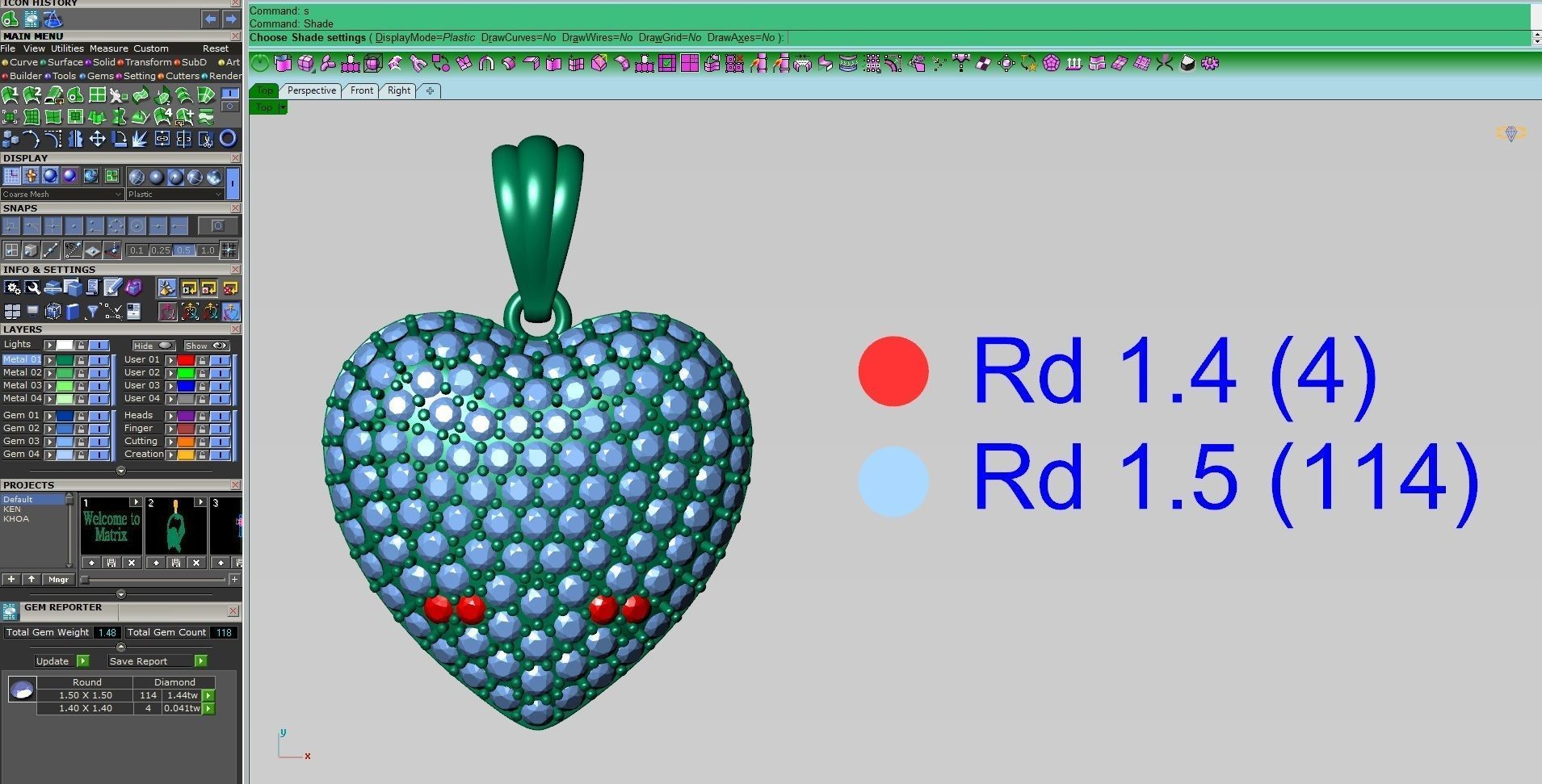 Diamond heart pendant 3D print model_6