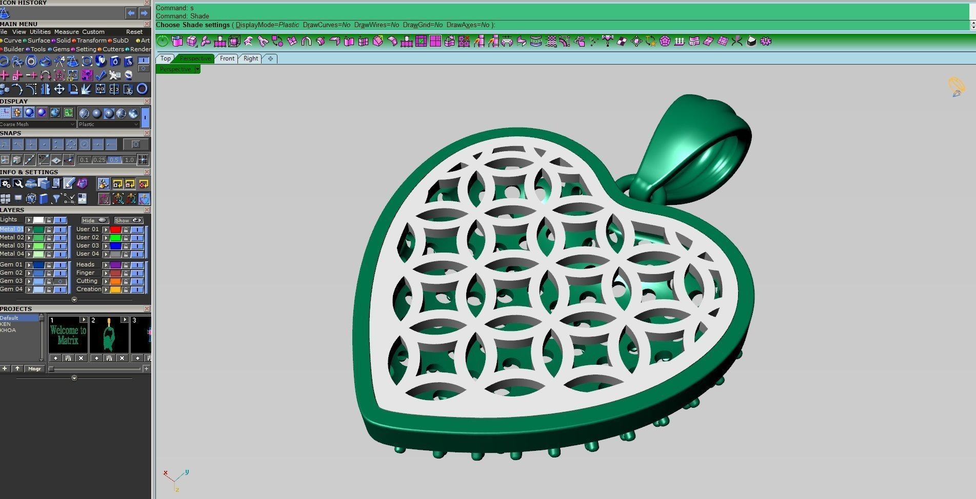Diamond heart pendant 3D print model_8