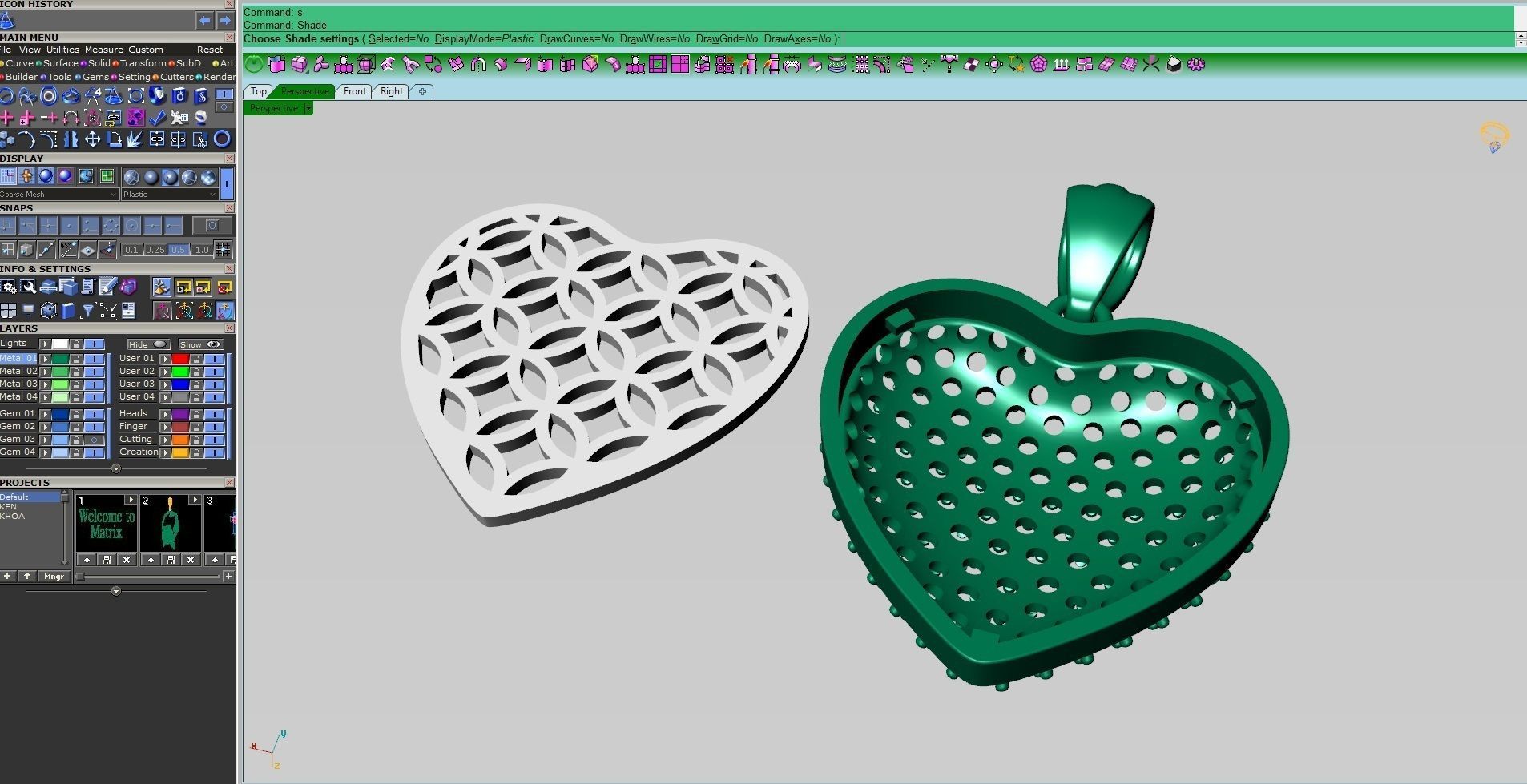 Diamond heart pendant 3D print model_9