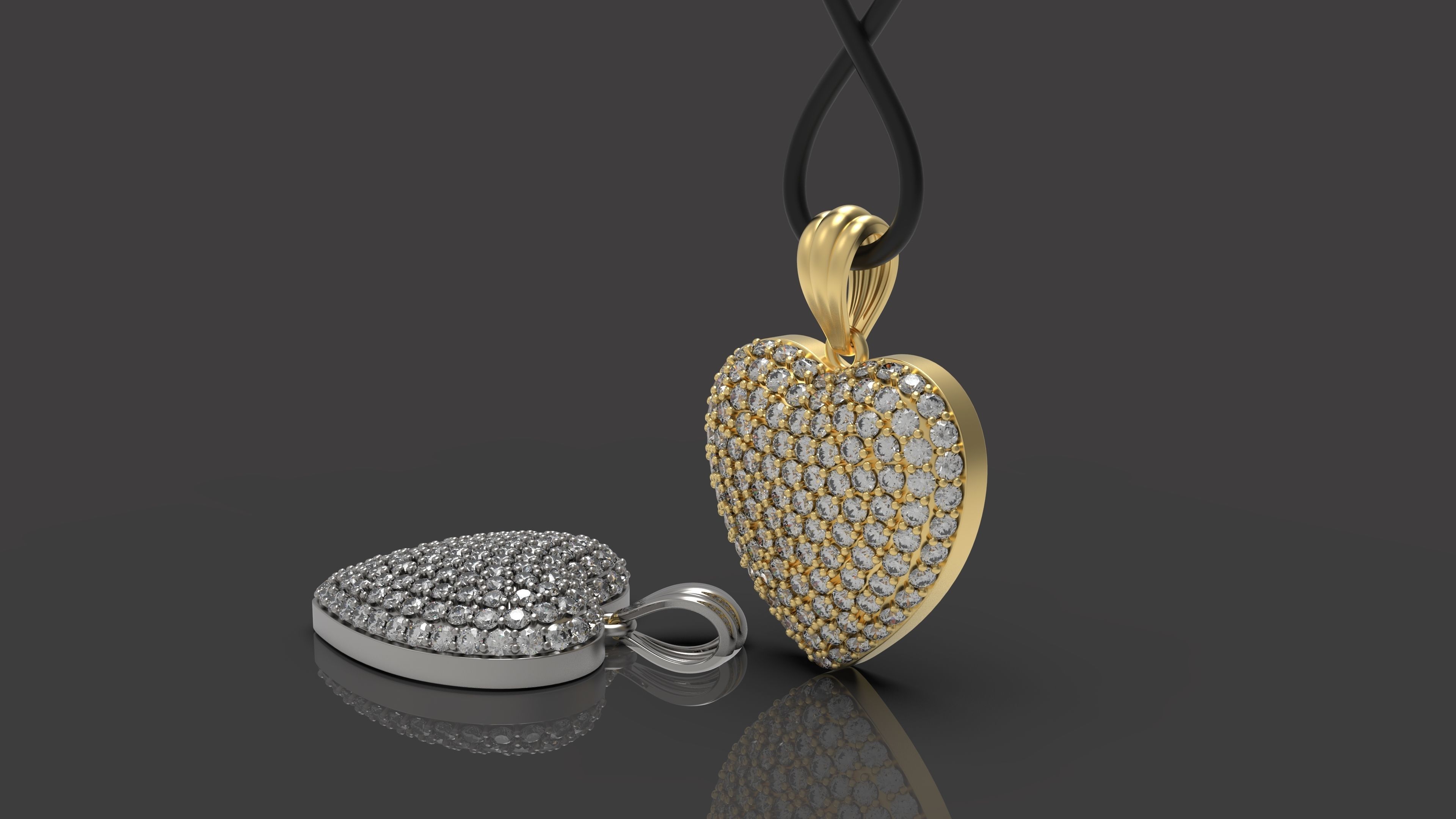 Diamond heart pendant 3D print model_1