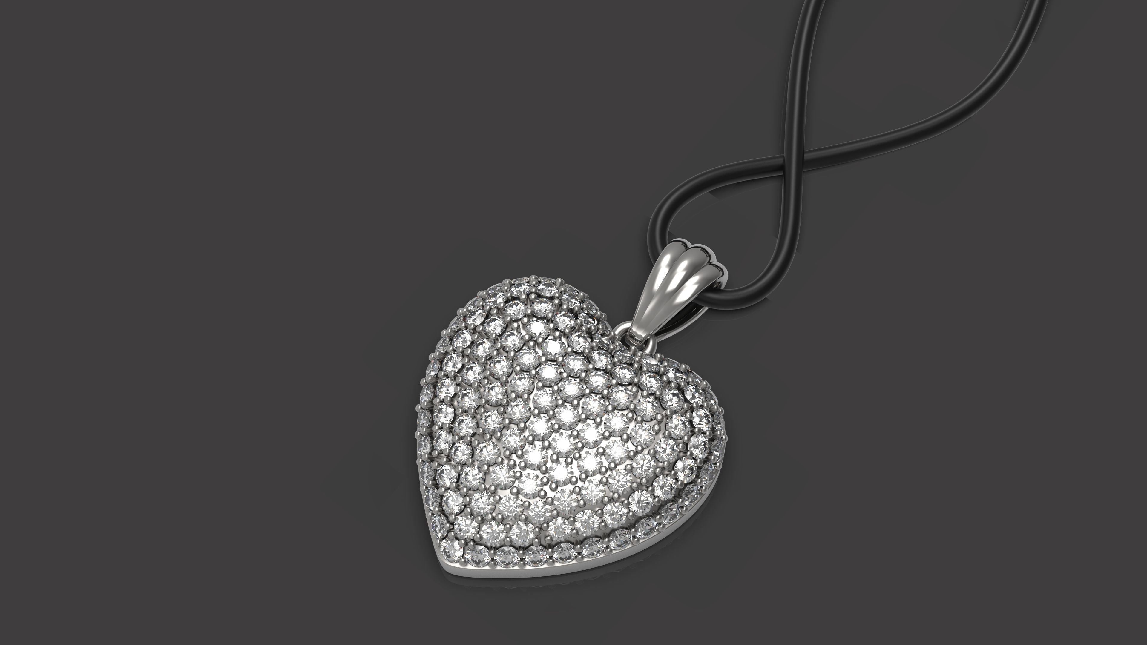 Diamond heart pendant 3D print model_2