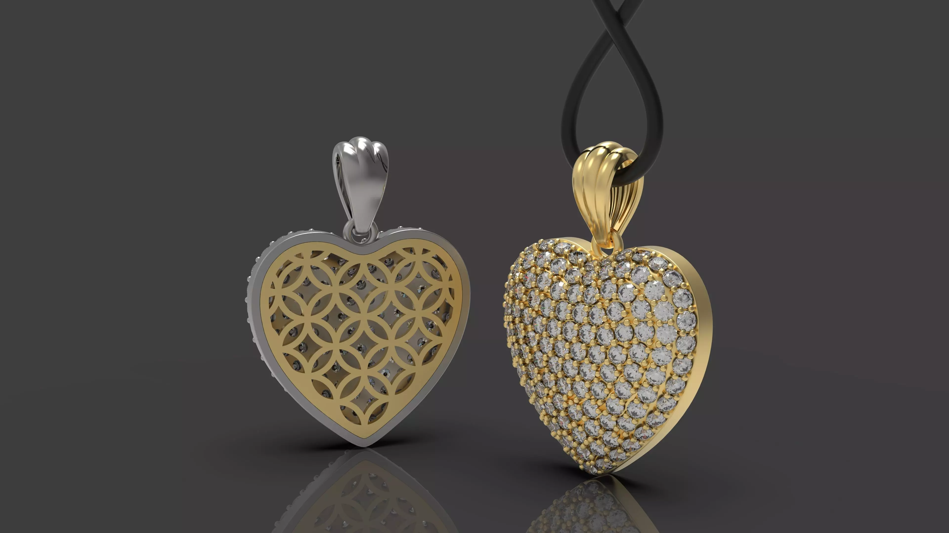 Diamond heart pendant 3D print model_0