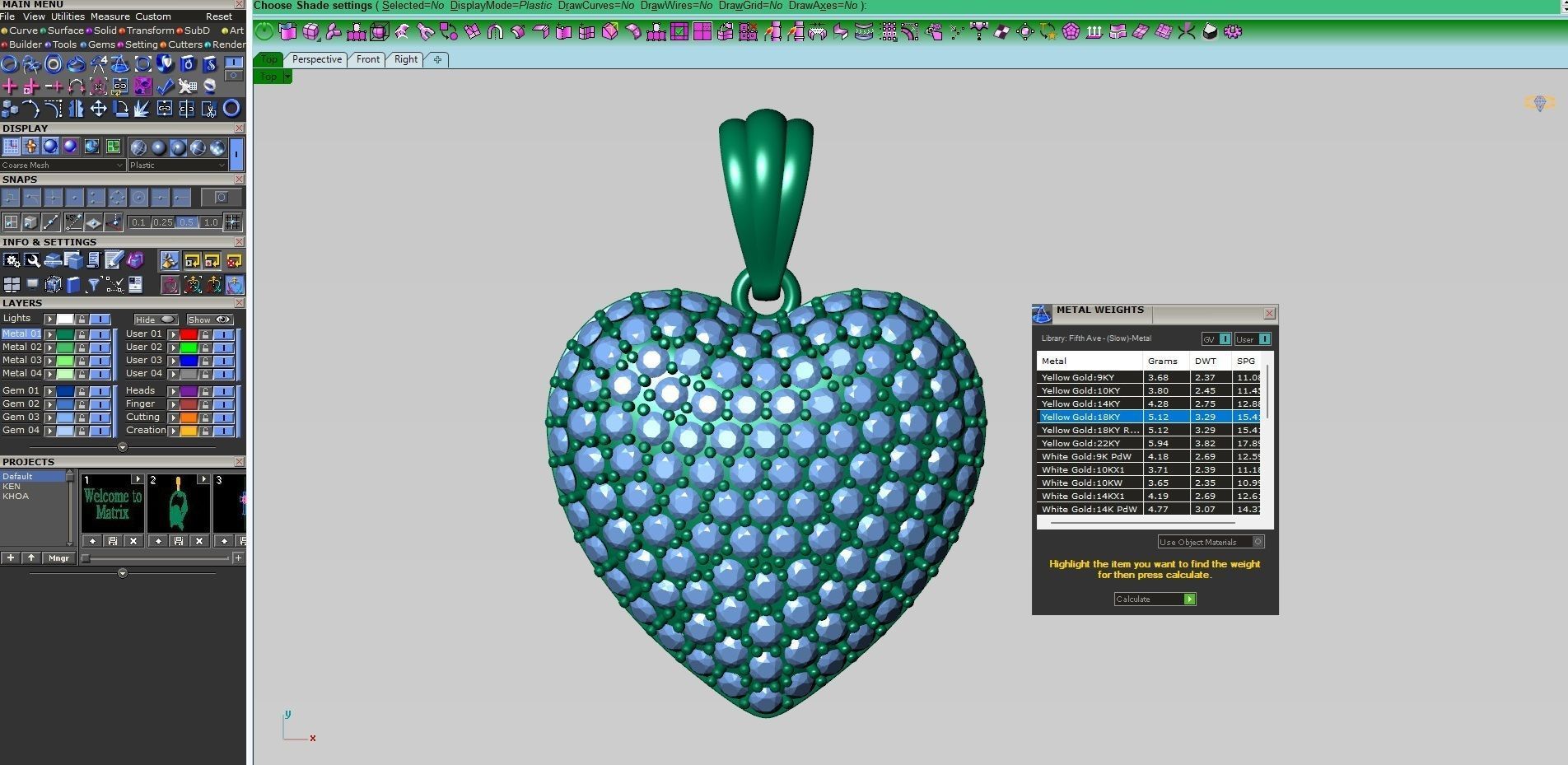 Diamond heart pendant 3D print model_5
