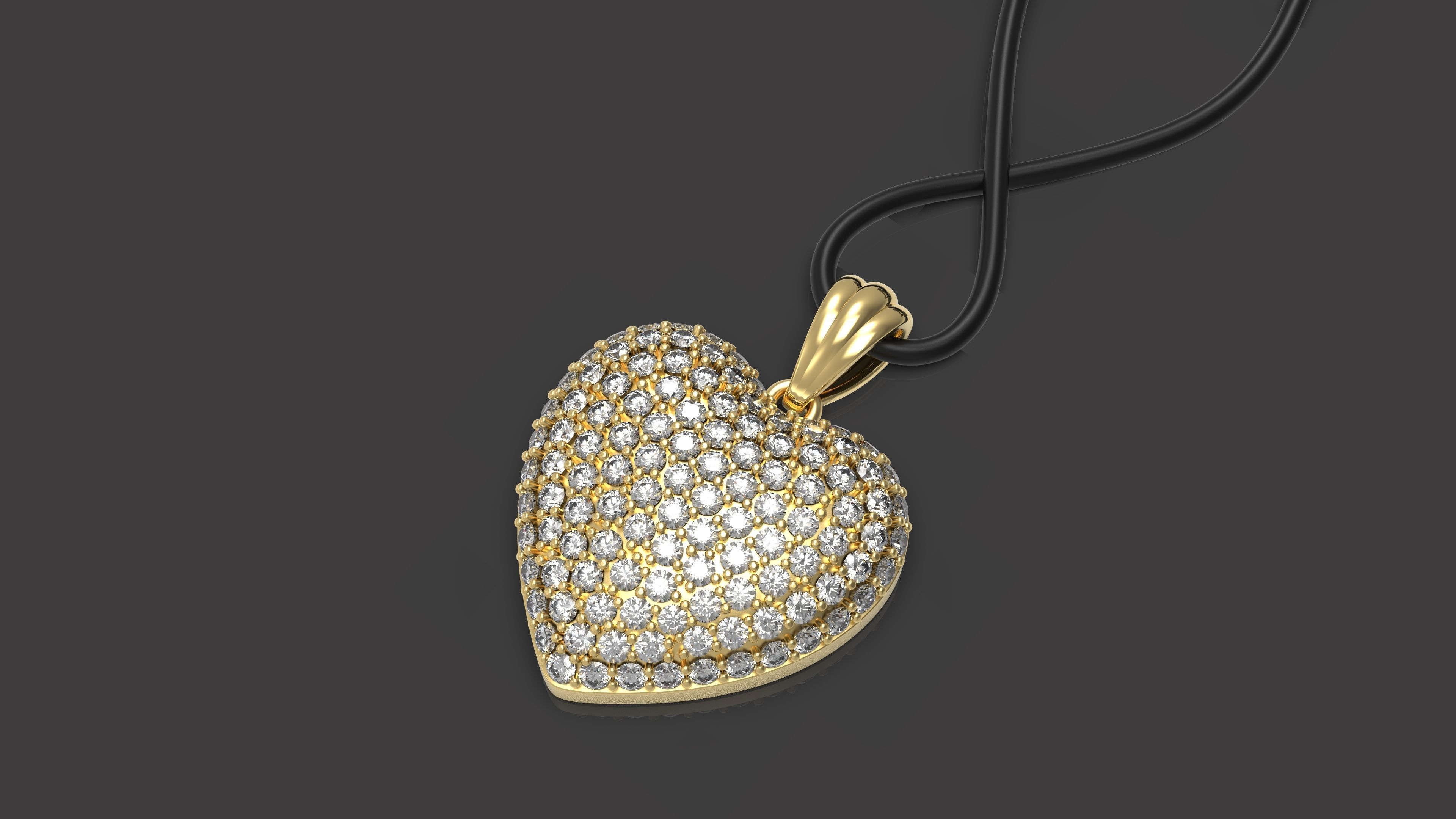 Diamond heart pendant 3D print model_4