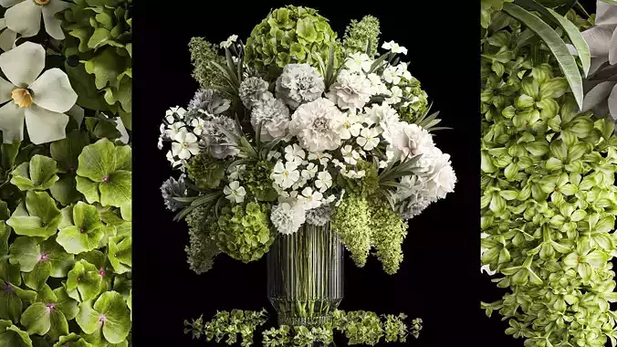 Solemn bouquet of green flowers in a vase lilac hydrangea 329