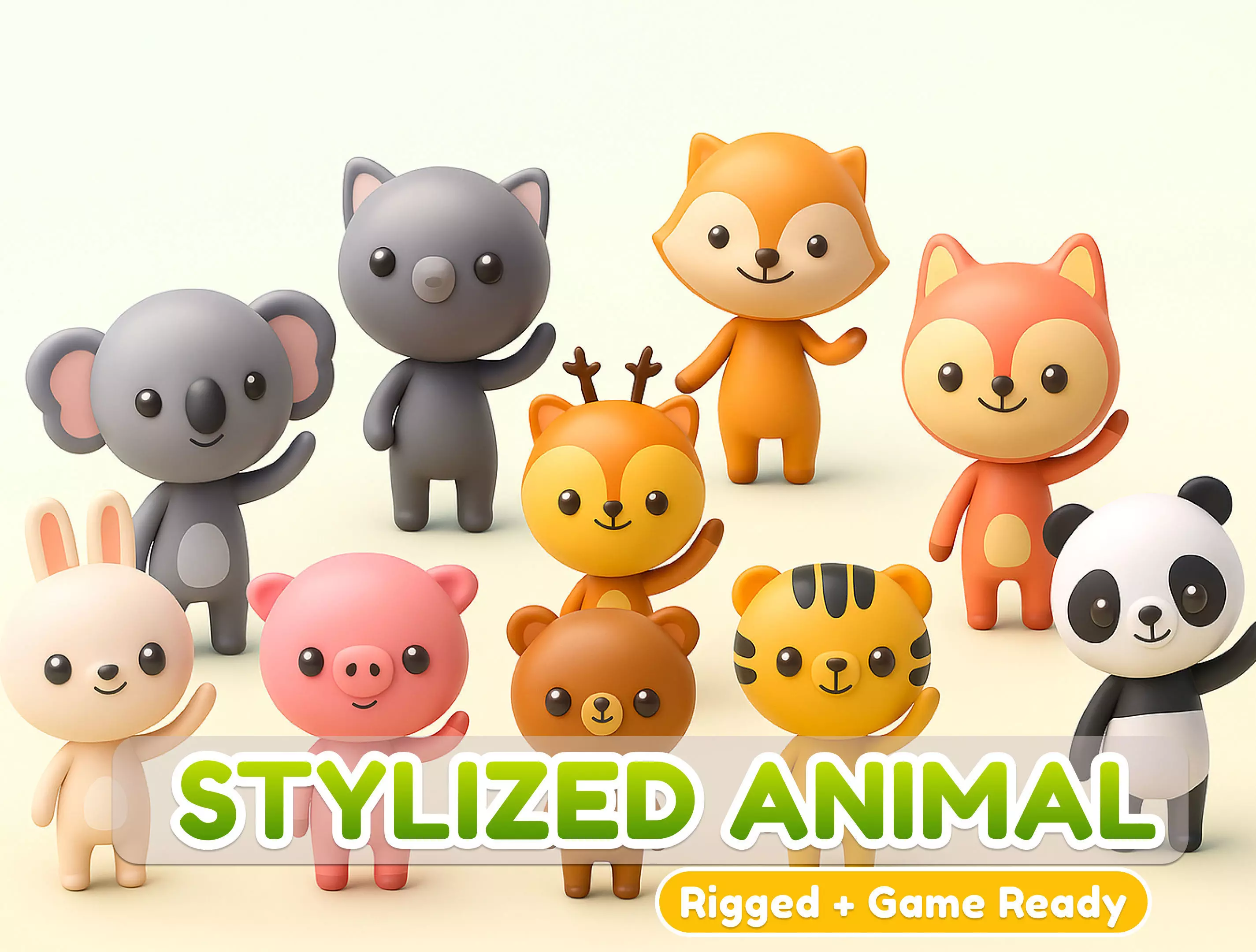 Stylized Animal Animated Pack 1 3D Model Collection_0