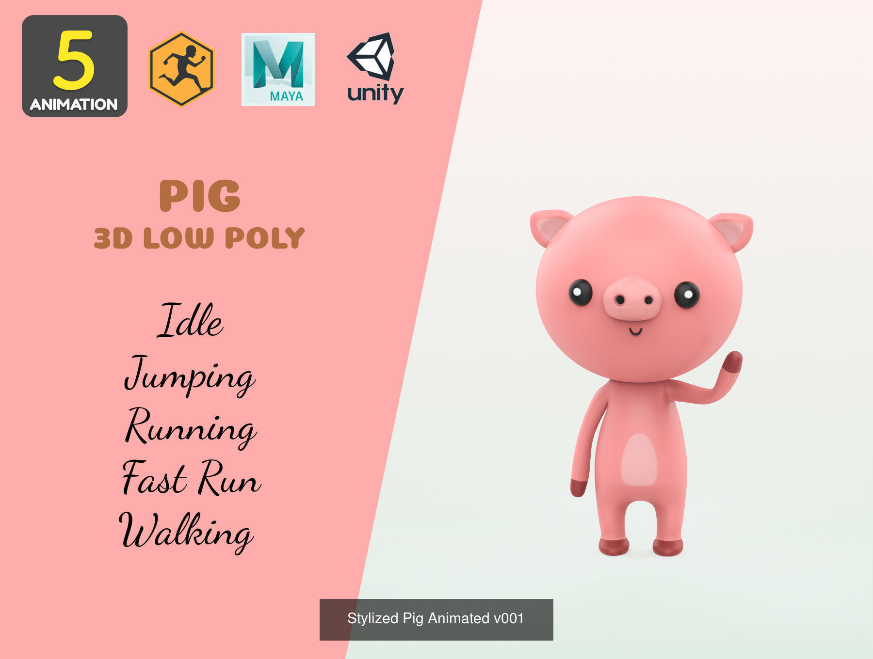 Stylized Animal Animated Pack 1 3D Model Collection_9