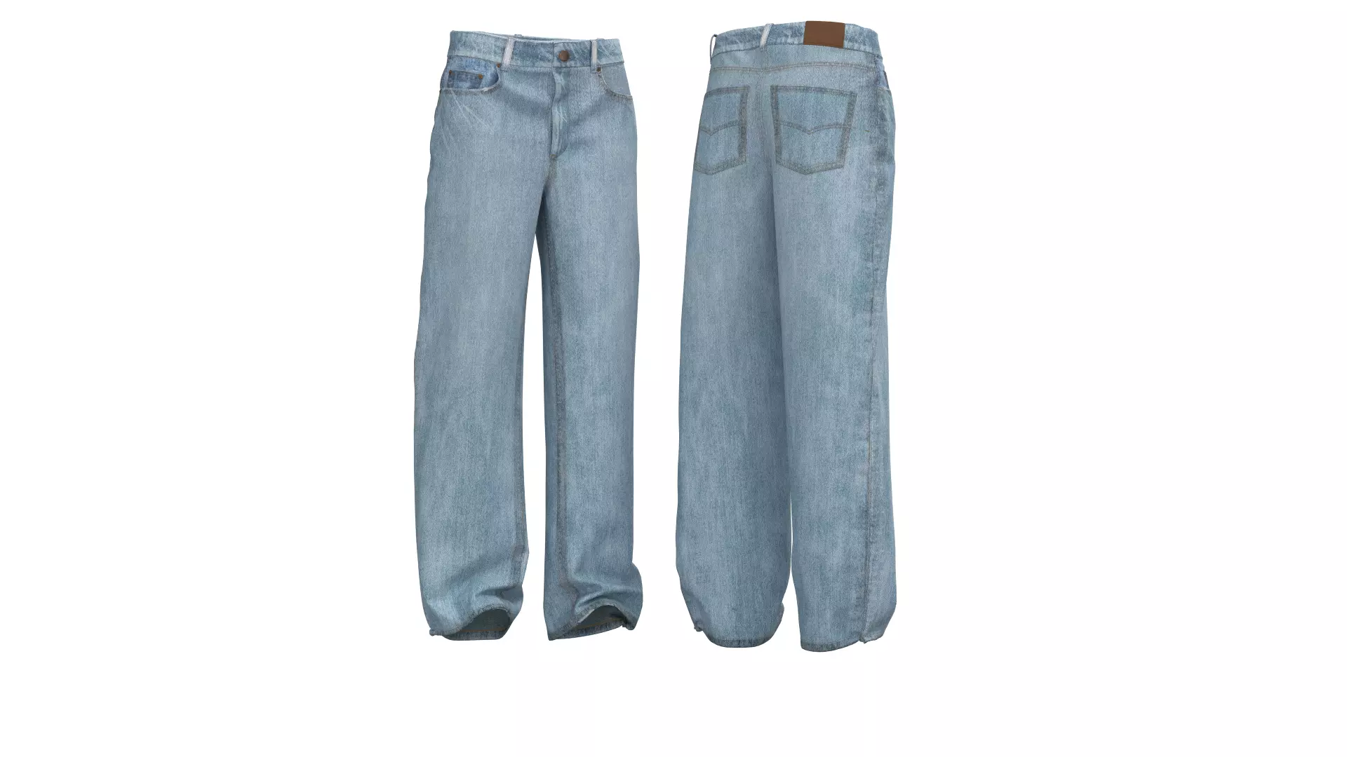 Female denim jean 3D model_0