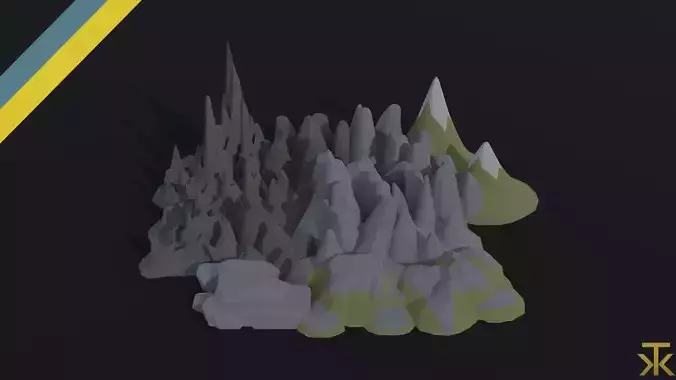 Cartoon mountains Polygonal Style