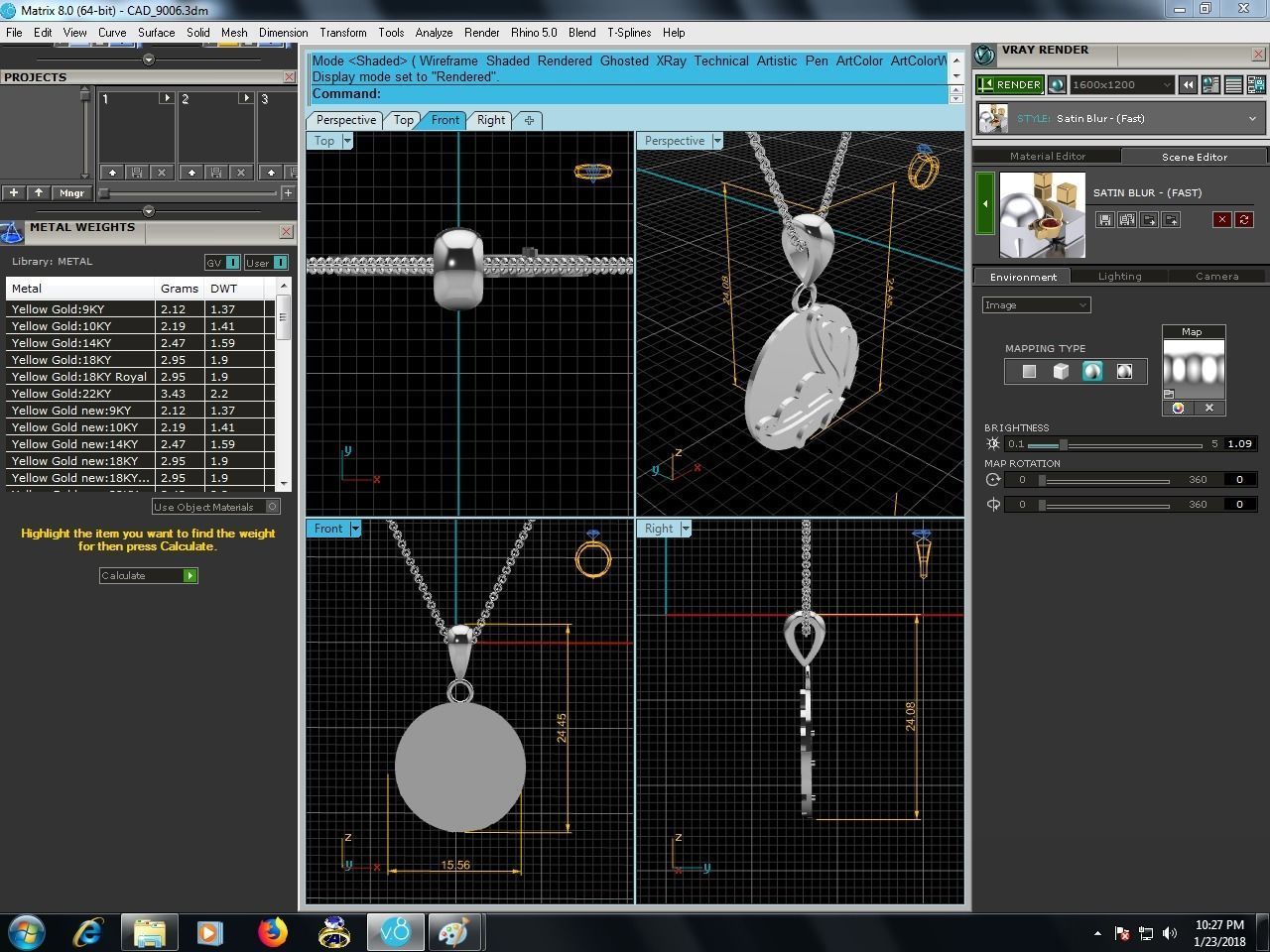 Light wt Plain Gold Charm Pendant 3dm renders details 3D print model_1