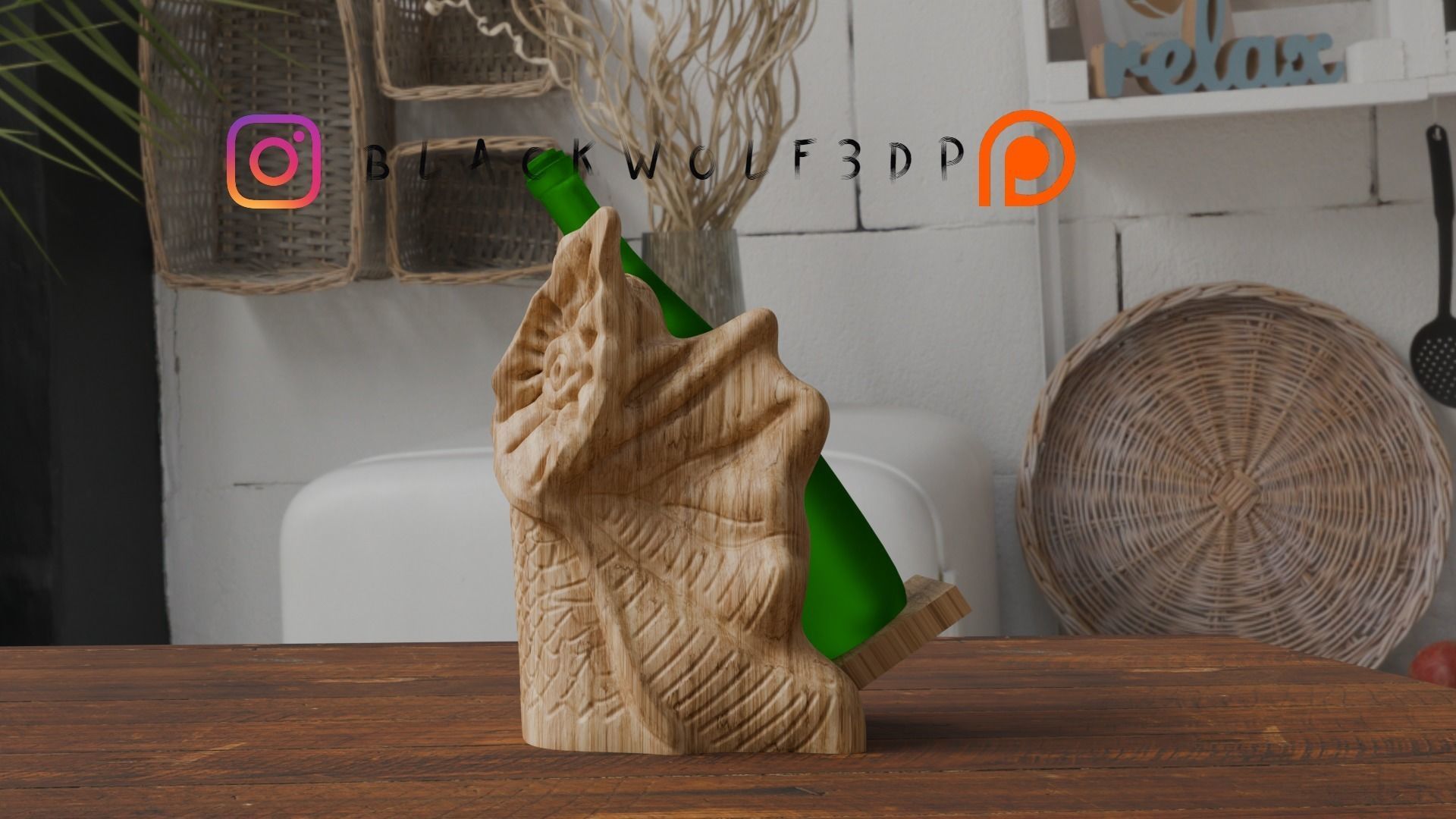 Owl wine bottle holder  3D print model_2