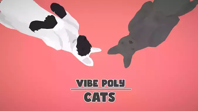 Vibe Poly - Cats - Rigged and Animated Low-poly 3D model